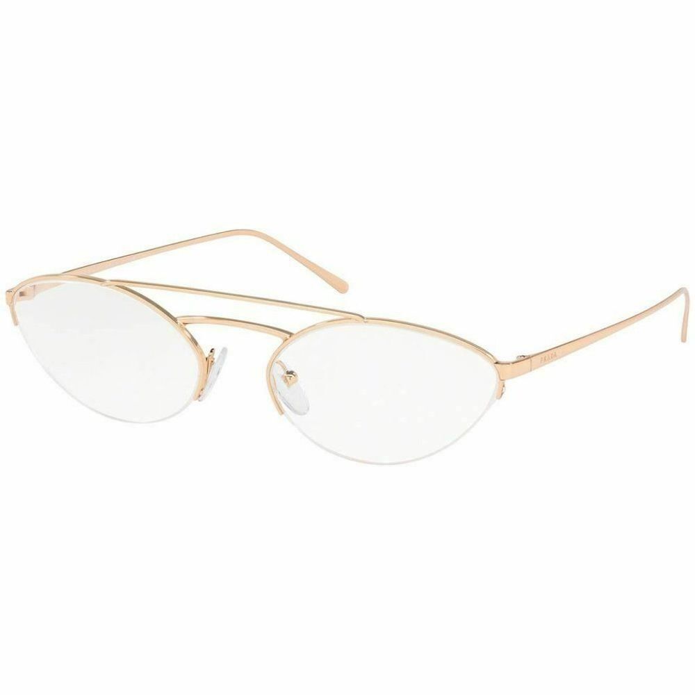Prada Oval Eyeglasses Pink Gold W/Demo Lens